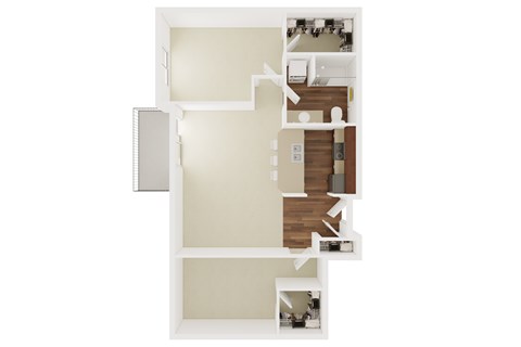 Floor plan for 2 beds, 1 bath, 966 sqft